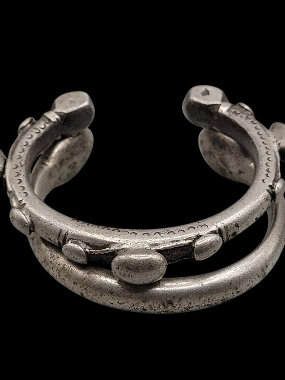 Antique Nubian 800 Silver Currency Bracelets African Trade 182g Open Cuff Heavy